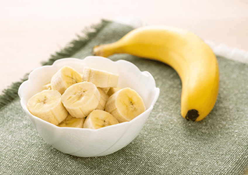 Chopped bananas in a bowl