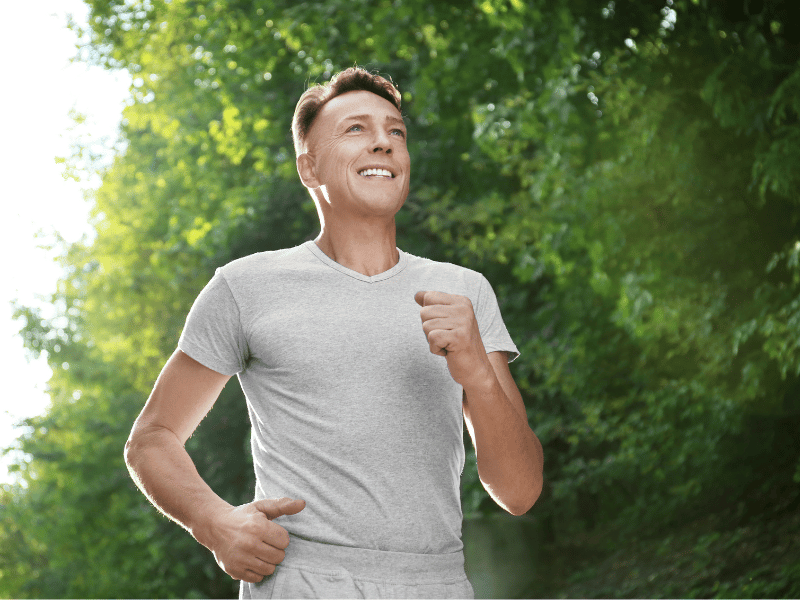 healthy middle-aged man going for a run