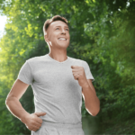 healthy middle-aged man going for a run